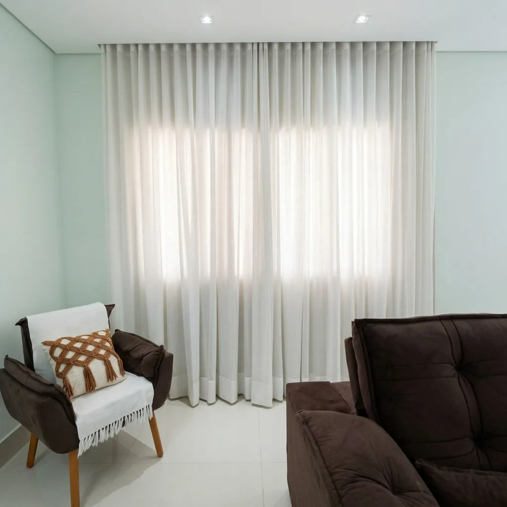 Cortina leve em sala de visitas